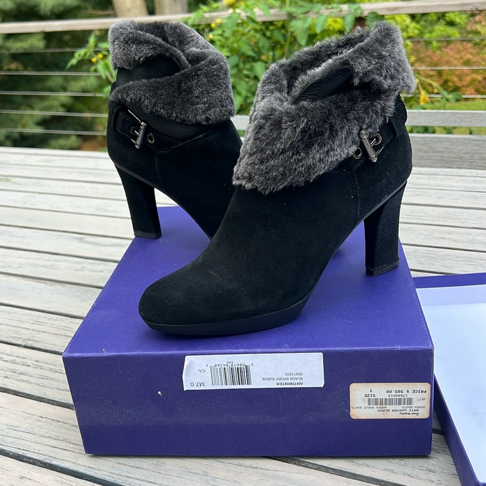 Booties, suede shearling, natural Stewart Weissman